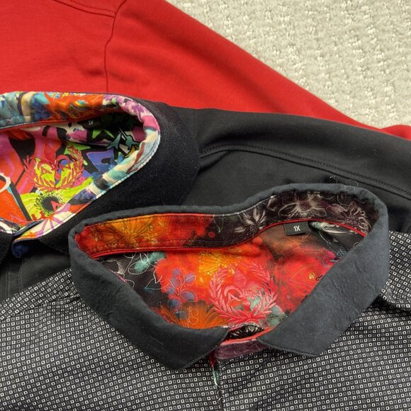 Lot x3 Bulk Au Noir Men's Short Sleeve Polo Shirt Size 1X Red / Black / Dots - Picture 4 of 14